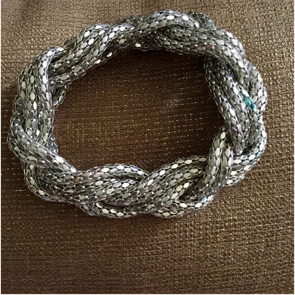 Silver Snake Pattern Braided Bracelet - image 1